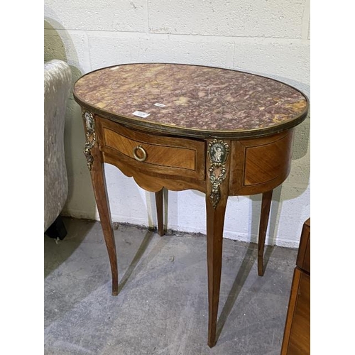 28 - Marble top French occasional table (67H 60W 40D cm)