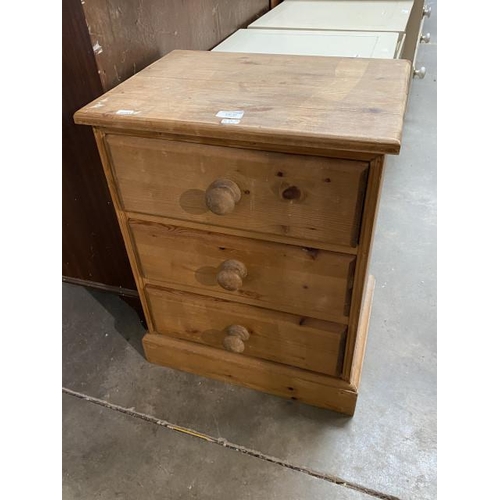 42 - Pine 3 drawer chest (61H 48W 39D cm)