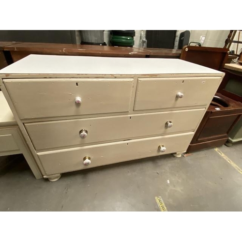 44 - Painted pine 4 drawer chest (80H 123W 54D cm)