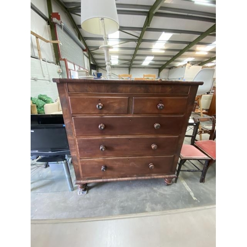 58 - Victorian mahogany 2 over 3 Scotch chest (120H 128W 54D cm) (as found)