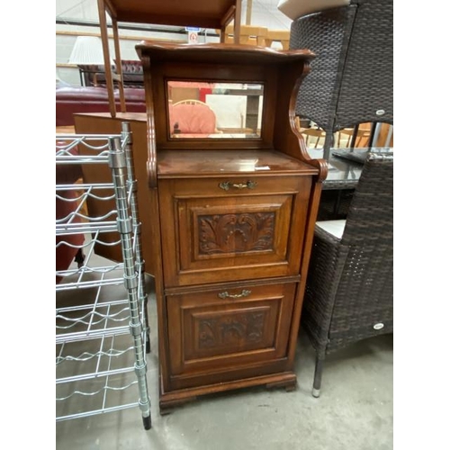 139 - Victorian mahogany mirror back music cabinet (113H 50W 39D cm)