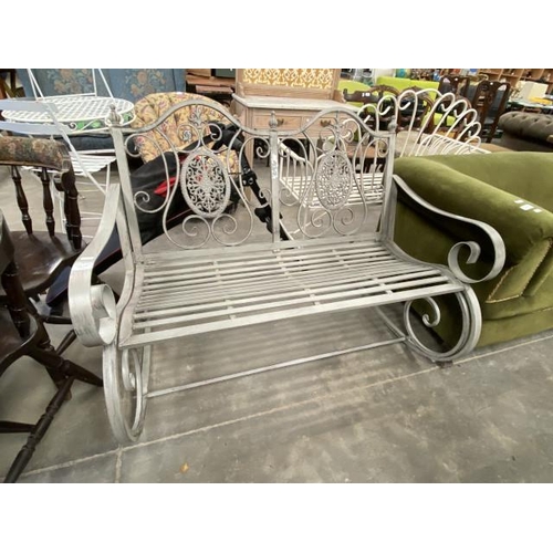 179 - Metal garden 2 seater rocking bench (121W cm)