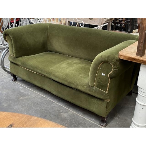 180 - Edwardian upholstered drop end settee (155W cm)