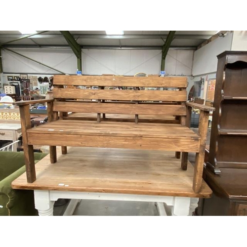 181 - Stained pine garden bench (84H 134W 56D cm)