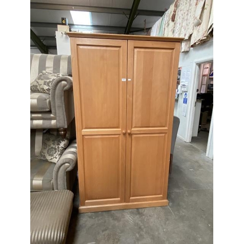 186 - Beech 2 door wardrobe (191H 110W 59D cm)