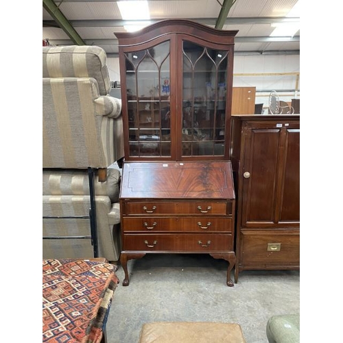 191 - Victorian mahogany bureau bookcase (214h x 94w x 52d cm)