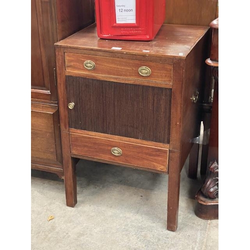 194 - Victorian mahogany tambour fronted night stand (81H 54W 48D cm)