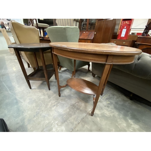 221 - Victorian mahogany inlaid octagonal table (71H 61DIAM cm) & Victorian mahogany oval occasional table... 