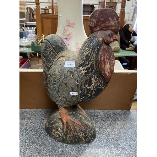 283 - Large treen painted cockerel (53H cm)