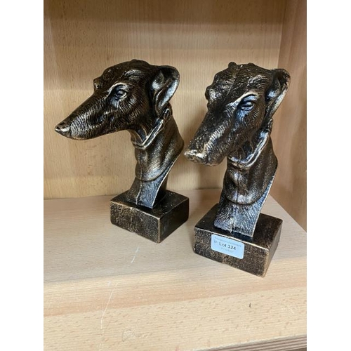 324 - 2 Cast Greyhound heads