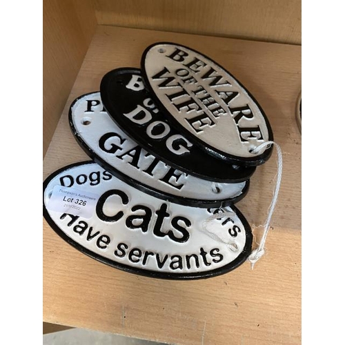 326 - 4 Oval cast iron signs