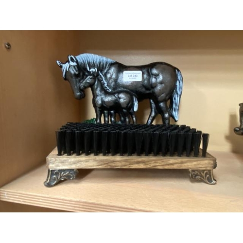 343 - Horse doorstop & brush