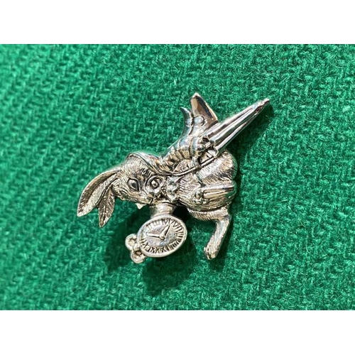 358 - Silver white rabbit brooch