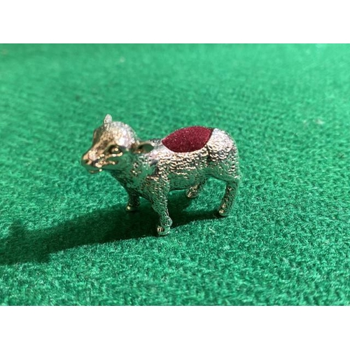 367 - Silver lamb pin cushion