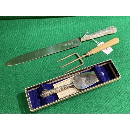 380 - Cooper Ludlam Sheffield silver handled knife, Harrison Brothers Sheffield silver handled pastry slic... 