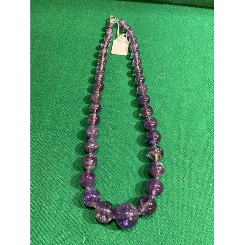 406 - Amethyst crystal globe bead necklace (Approx. 215g)