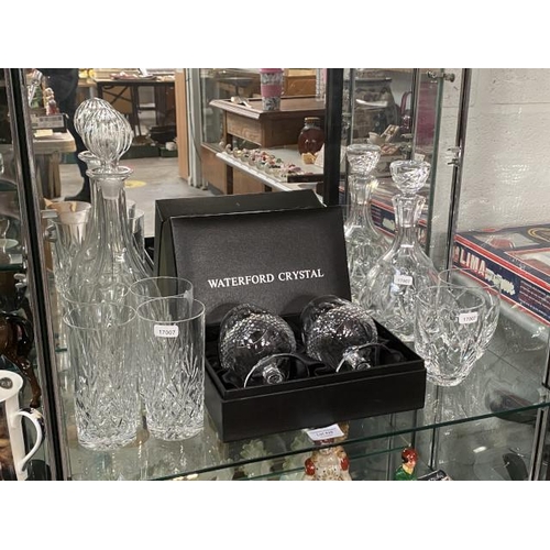 429 - 2 Waterford brandy boxed, 2 John Rocha signed tumblers for Waterford, 4 high ball glasses & 2 decant... 