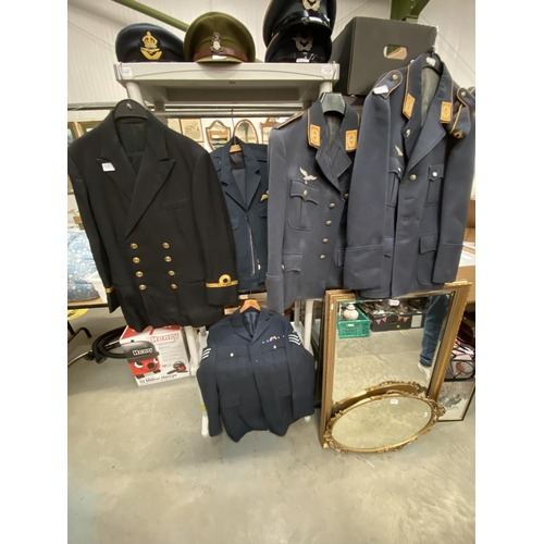 538 - WITHDRAWN- 2 Royal Airforce uniforms & Royal Navy uniform, RAF officers hat & army officers hat