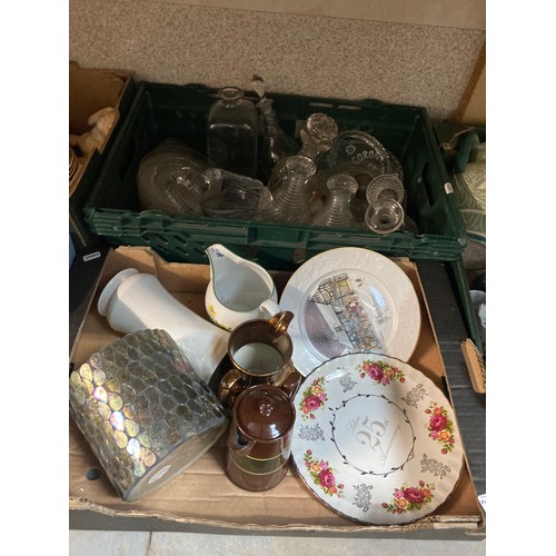 547 - 11 Boxes inc. glassware, decorative plates, blue & white ware, Lustre ware etc