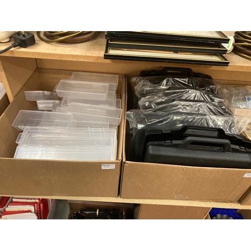 512 - 4 Boxes of storages inc. black carrying cases, component boxes etc