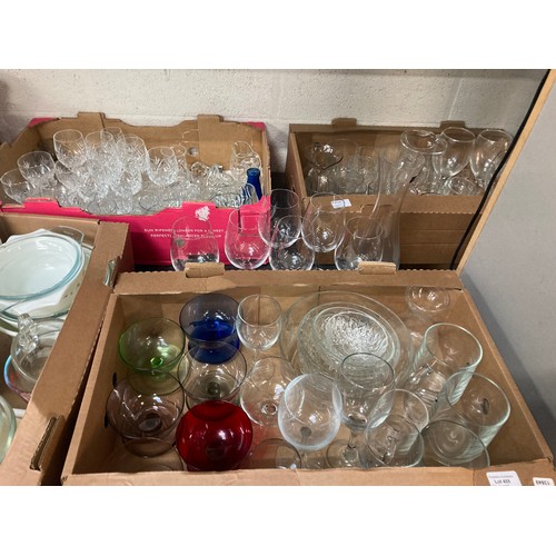 455 - Collection of cut glass, linens, place mats, pottery, Royal Doulton 