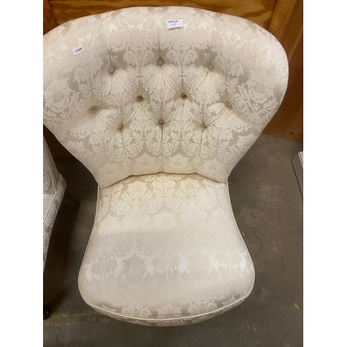 148 - Cream button back chaise longue (142W cm) & 2 button back bedroom chairs (upholstery as found)