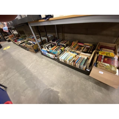 593 - 17 Boxes of assorted books inc. The Concise Oxford Dictionary, Reference Atlas of the World etc