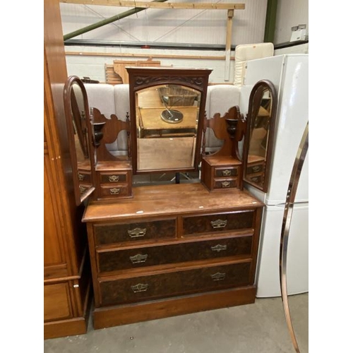 84 - Art nouveau oak dressing chest (160H 116W 50D cm)