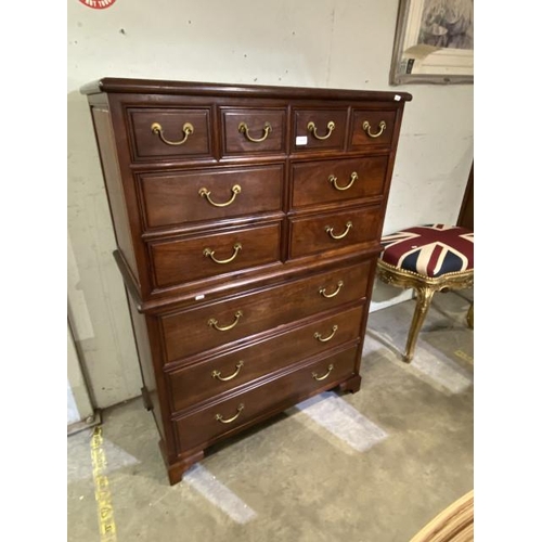 116 - Continental hardwood chest on chest (58H 100W 46D cm)