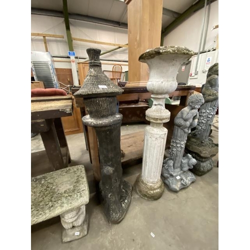 124 - 2 Stone effect garden ornaments (110H & 112H cm)