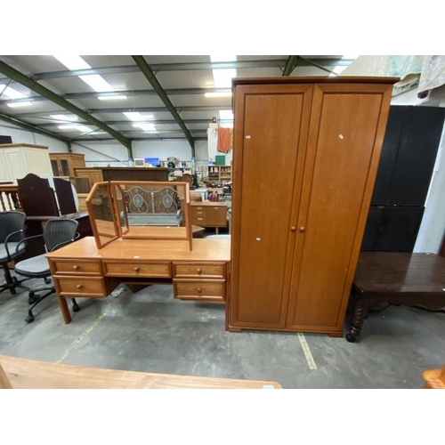 141 - Stag 2 piece bedroom suite (dressing table 127H 149W 46D & 2 door wardrobe 188H 98W 63D cm)