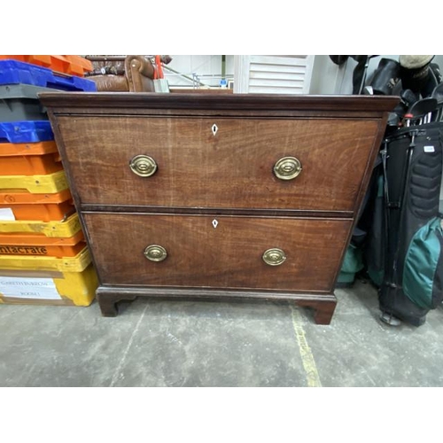 164 - Victorian mahogany 2 drawer chest 95H 107W 52D