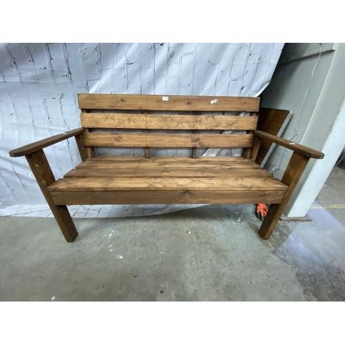 175 - Stained pine garden bench (NEW) (134W cm)