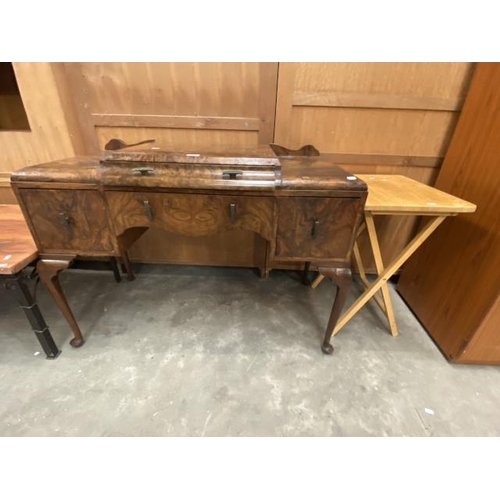 204 - Art Deco walnut dressing table (80H 110W 52D cm) & beech folding table (66H 49W 38D cm)