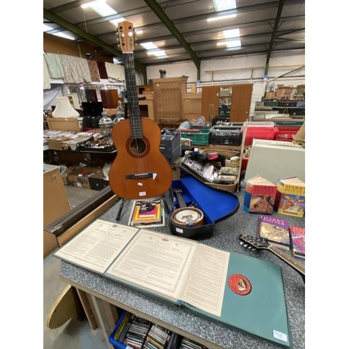 236 - Tatra Classic acoustic guitar on stand, cased ukulele banjo, 2 HMV album series of complete works Ra... 