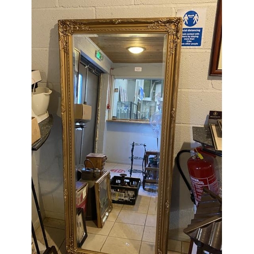 273 - Gilt framed bevel edged dressing mirror (73x163cm)