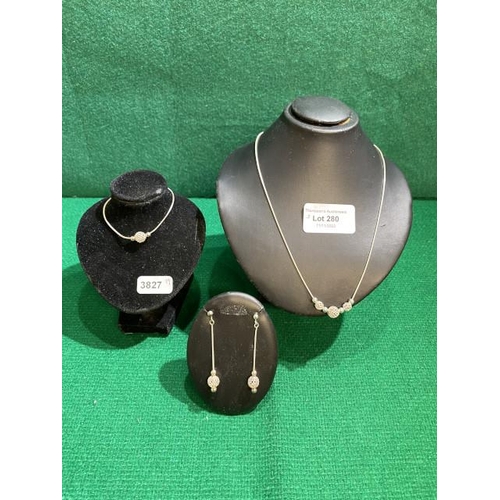 280 - Silver suite of jewellery (necklace, bracelet & earrings)
