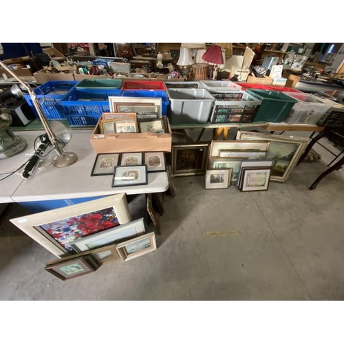 490 - Assorted framed pictures & prints inc. 2 crystoleums etc