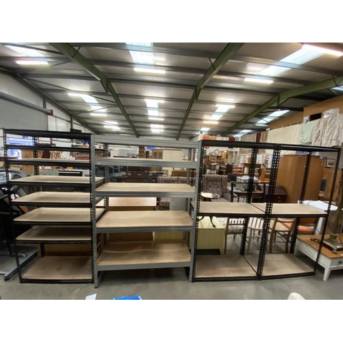 61 - 4 Workshop/garage shelving units (1 x 180H 120W 50D, 3 x 184H 90W 42D cm)