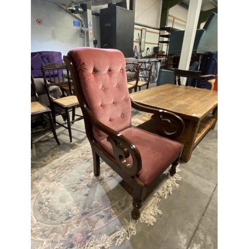 74 - Victorian mahogany framed armchair (57W cm)