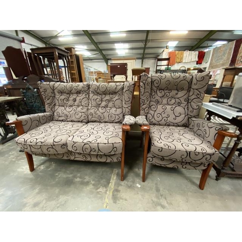 99 - Upholstered relax 2 piece suite (2 seater settee 133W, armchair 85W cm)