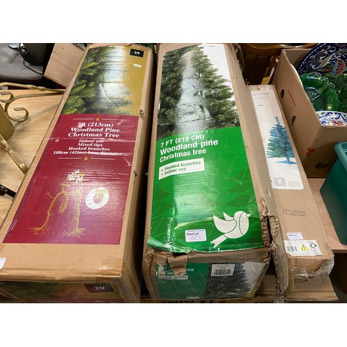 473 - 9 Boxes of assorted Christmas decorations, Christmas wrapping paper, assorted Christmas CDs, 2 7' wo... 