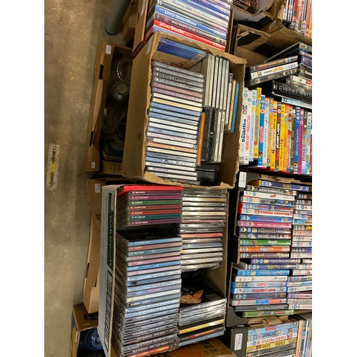 475 - Large quantity of assorted DVDs inc. Toy Story & Bridesmaids, assorted CDs & cassettes inc.  classic... 