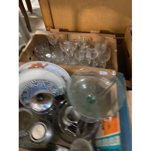 485 - 5 Boxes of collectables inc. Denby, glassware, Kenwood chef & accessories, kitchenalia, large metal ... 