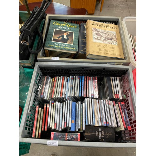 479 - 14 Boxes of mainly classical & operatic CDs & box of books inc. British Birds 1938 revised edition, ... 