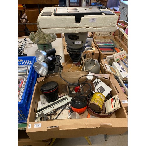 480 - Paragon photographic enlarger with accessories (sold as seen) & 7 boxes of assorted books inc. Bryan... 