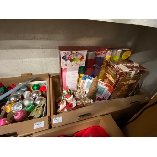 381 - 13 Boxes inc. Christmas decorations, commemorative ware, boxed glass punch bowl & cups, metal wares ... 