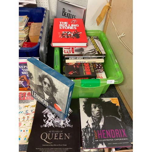 384 - Large collection of mainly music & sporting books inc. 50 Years of Playboy, The Rolling Stones, 40 Y... 