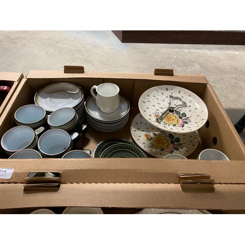 463 - 7 Boxes of collectables inc. kitchenalia, Manchester United mug, part Palissy Sanden Rose table ware... 