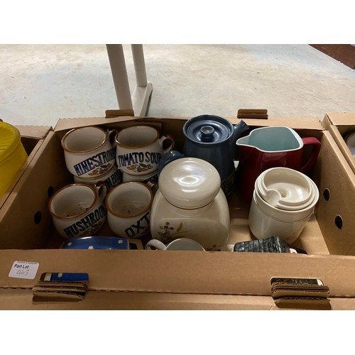 463 - 7 Boxes of collectables inc. kitchenalia, Manchester United mug, part Palissy Sanden Rose table ware... 